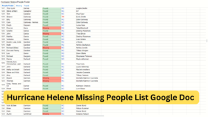 Hurricane Helene Missing People List Google Doc